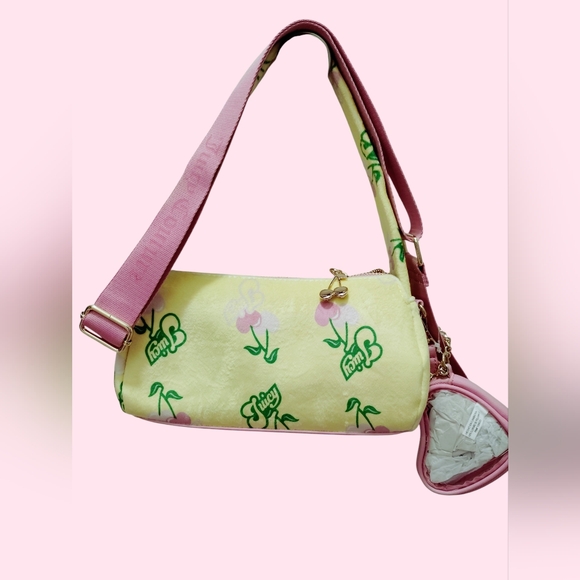 🩷💛*Juicy Couture*💛🩷🍒 RETRO Cherry soft Yellow Shoulder Purse - Picture 2 of 9